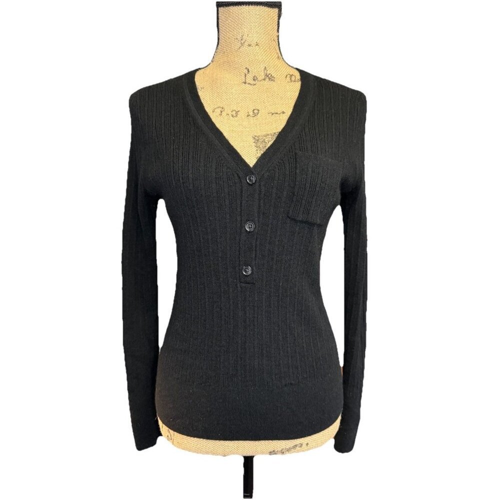 GAP Vintage Vneck Button Ribbed Long Sleeve Knit Shirt Top Y2k 90’s Bella Swan M